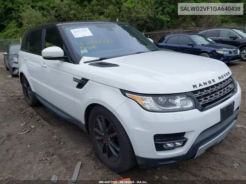 2016 Land Rover Range Rover Sport 3.0L V6 Supercharged Se VIN: SALWG2VF1GA640438 Lot: 42477123