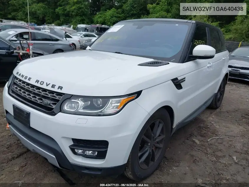 2016 Land Rover Range Rover Sport 3.0L V6 Supercharged Se VIN: SALWG2VF1GA640438 Lot: 42477123