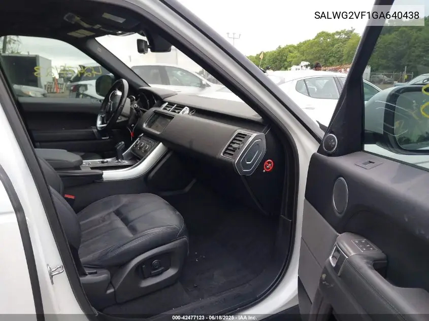 2016 Land Rover Range Rover Sport 3.0L V6 Supercharged Se VIN: SALWG2VF1GA640438 Lot: 42477123