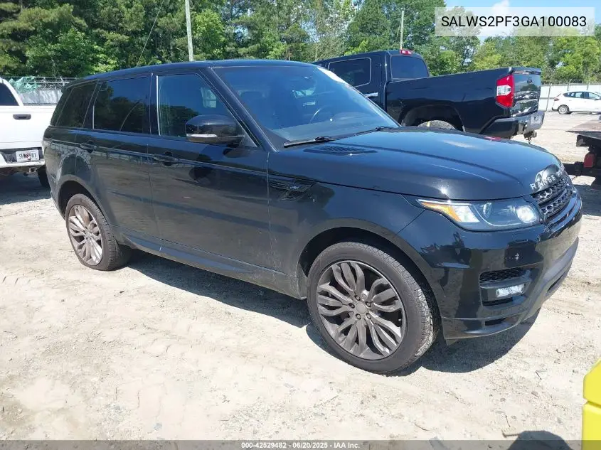 2016 Land Rover Range Rover Sport 3.0L V6 Supercharged Hse VIN: SALWS2PF3GA100083 Lot: 42529482