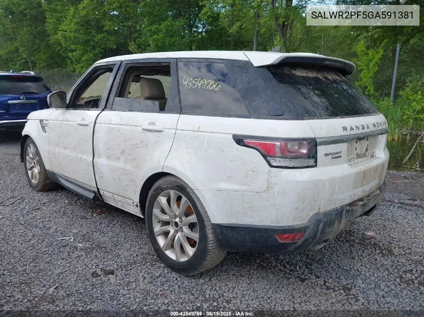 2016 Land Rover Range Rover Sport 3.0L V6 Supercharged Hse VIN: SALWR2PF5GA591381 Lot: 42549766