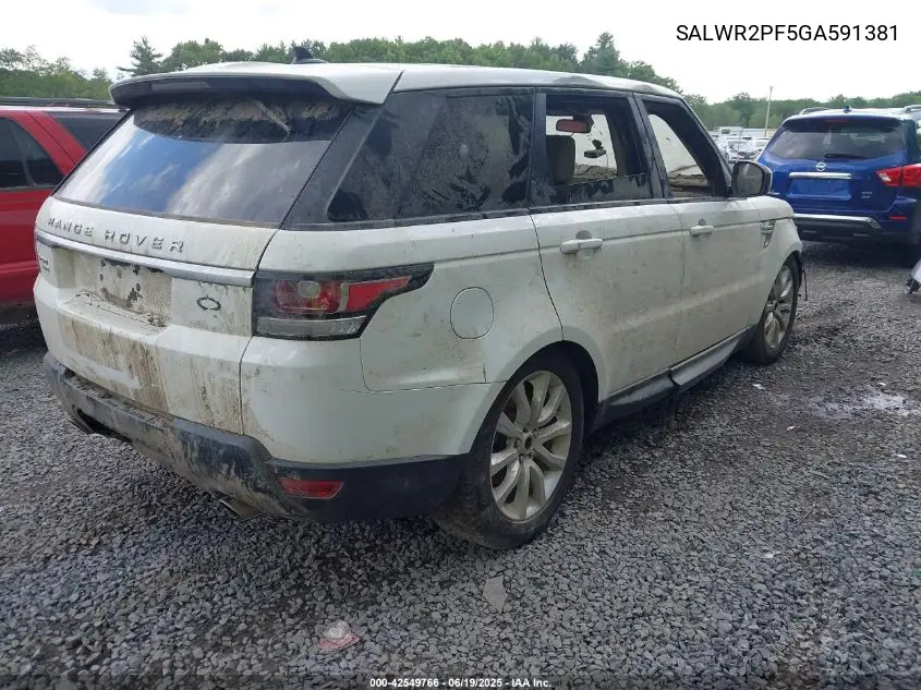 2016 Land Rover Range Rover Sport 3.0L V6 Supercharged Hse VIN: SALWR2PF5GA591381 Lot: 42549766