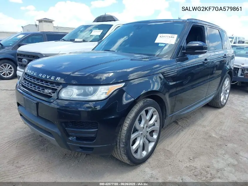 2016 Land Rover Range Rover Sport 3.0L V6 Turbocharged Diesel Se Td6 VIN: SALWG2KF7GA579861 Lot: 42577180