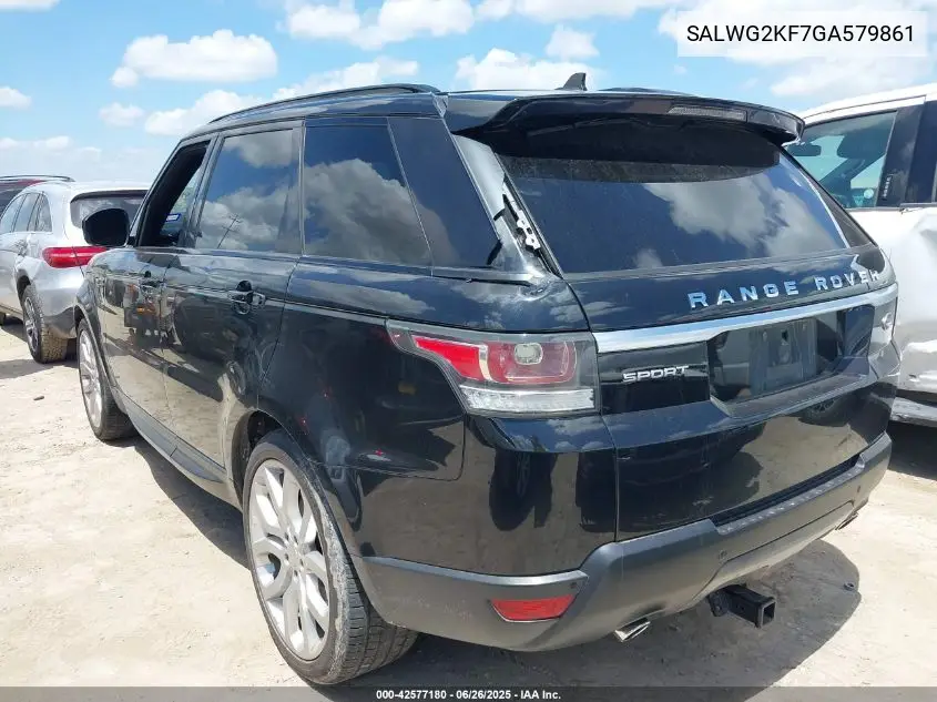 2016 Land Rover Range Rover Sport 3.0L V6 Turbocharged Diesel Se Td6 VIN: SALWG2KF7GA579861 Lot: 42577180