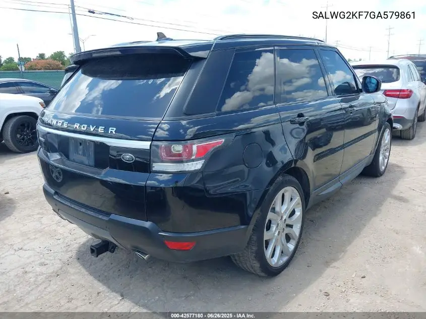 2016 Land Rover Range Rover Sport 3.0L V6 Turbocharged Diesel Se Td6 VIN: SALWG2KF7GA579861 Lot: 42577180