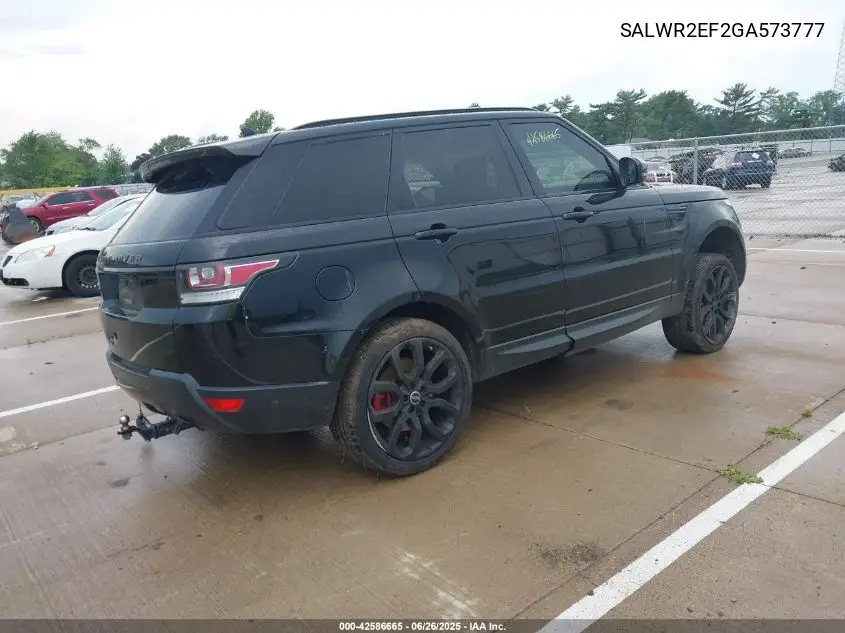 2016 Land Rover Range Rover Sport 5.0L V8 Supercharged/5.0L V8 Supercharged Dynamic VIN: SALWR2EF2GA573777 Lot: 42586665