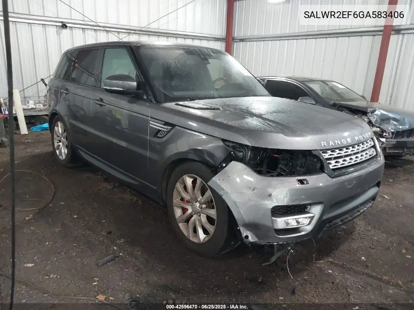 2016 Land Rover Range Rover Sport 5.0L V8 Supercharged/5.0L V8 Supercharged Dynamic VIN: SALWR2EF6GA583406 Lot: 42596470