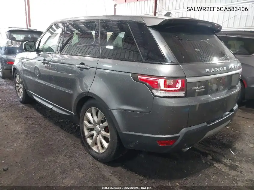 2016 Land Rover Range Rover Sport 5.0L V8 Supercharged/5.0L V8 Supercharged Dynamic VIN: SALWR2EF6GA583406 Lot: 42596470