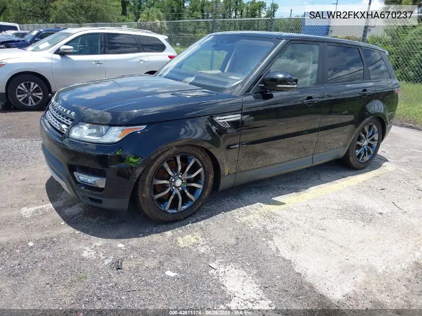 2017 Land Rover Range Rover Sport 3.0L V6 Turbocharged Diesel Hse Td6 VIN: SALWR2FKXHA670237 Lot: 42611174