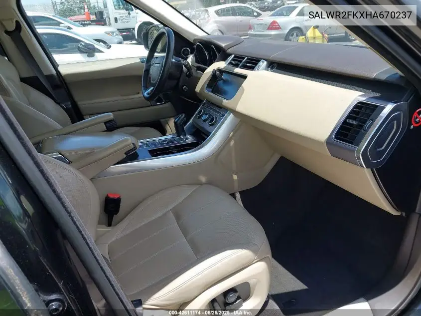 2017 Land Rover Range Rover Sport 3.0L V6 Turbocharged Diesel Hse Td6 VIN: SALWR2FKXHA670237 Lot: 42611174