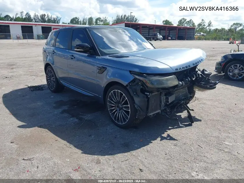 2019 Land Rover Range Rover Sport Hse Dynamic VIN: SALWV2SV8KA416366 Lot: 42572131