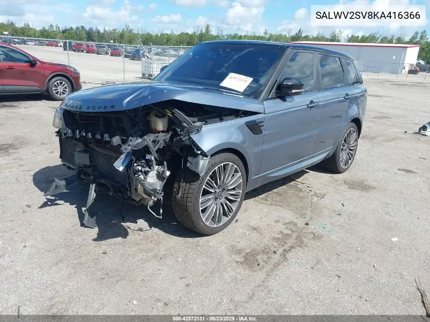 2019 Land Rover Range Rover Sport Hse Dynamic VIN: SALWV2SV8KA416366 Lot: 42572131