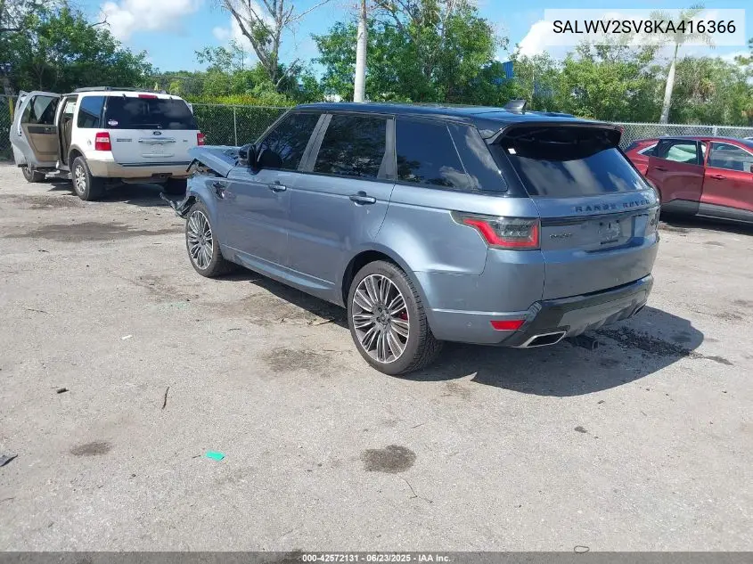 2019 Land Rover Range Rover Sport Hse Dynamic VIN: SALWV2SV8KA416366 Lot: 42572131
