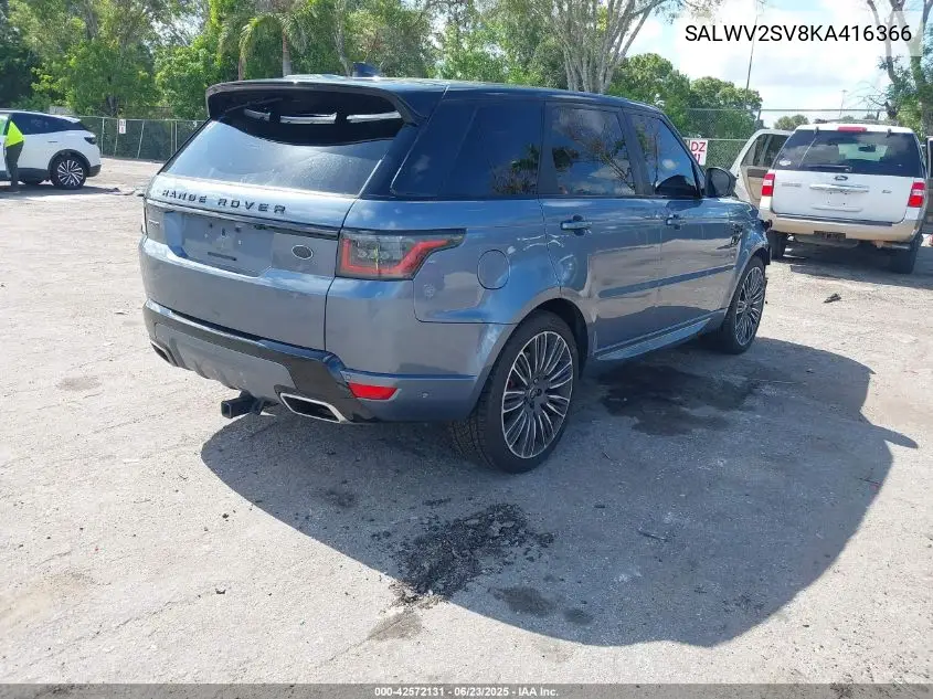 2019 Land Rover Range Rover Sport Hse Dynamic VIN: SALWV2SV8KA416366 Lot: 42572131