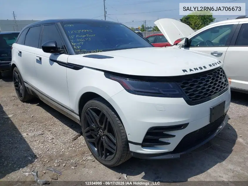 2018 Land Rover Range Rover Velar R-Dynamic Se VIN: SALYL2RN6JA706673 Lot: 12334995