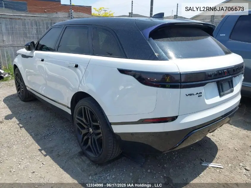 2018 Land Rover Range Rover Velar R-Dynamic Se VIN: SALYL2RN6JA706673 Lot: 12334995
