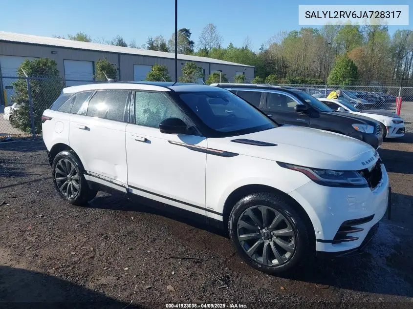 2018 Land Rover Range Rover Velar P380 Se R-Dynamic VIN: SALYL2RV6JA728317 Lot: 41923038