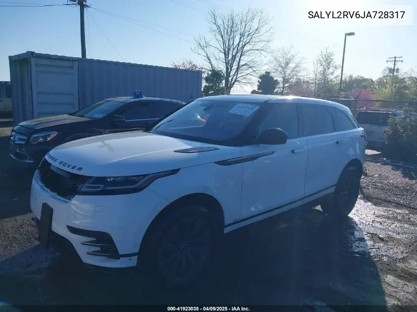 2018 Land Rover Range Rover Velar P380 Se R-Dynamic VIN: SALYL2RV6JA728317 Lot: 41923038