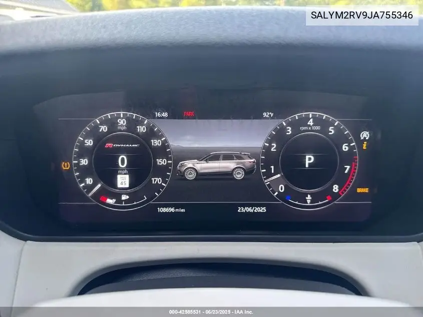 2018 Land Rover Range Rover Velar R-Dynamic Hse/First Ed VIN: SALYM2RV9JA755346 Lot: 42585531