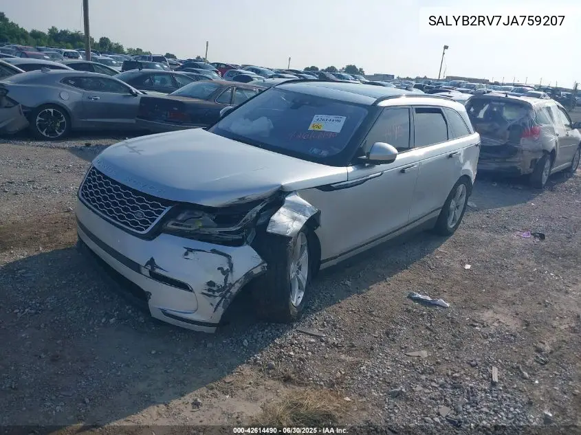 2018 Land Rover Range Rover Velar P380 S VIN: SALYB2RV7JA759207 Lot: 42614490