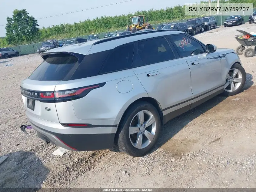 2018 Land Rover Range Rover Velar P380 S VIN: SALYB2RV7JA759207 Lot: 42614490