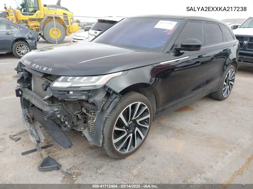 2019 Land Rover Range Rover Velar P250 VIN: SALYA2EXXKA217238 Lot: 41712484