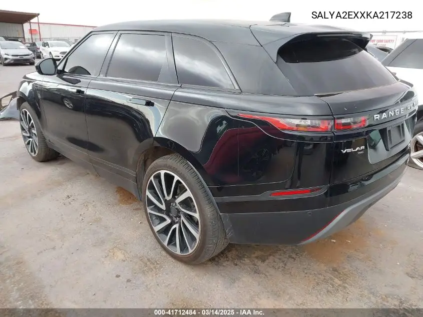 2019 Land Rover Range Rover Velar P250 VIN: SALYA2EXXKA217238 Lot: 41712484