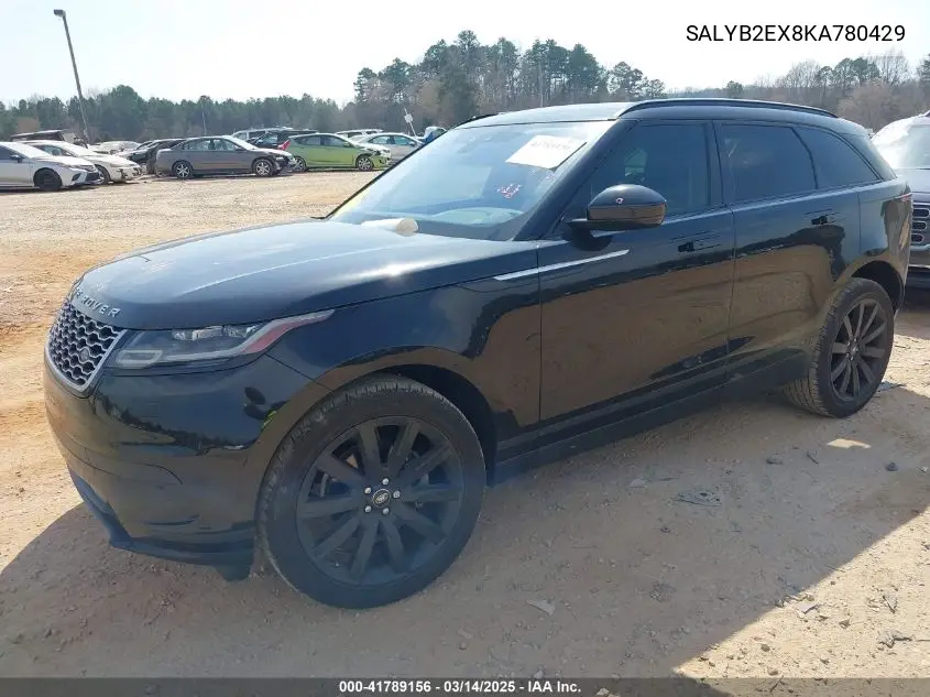 2019 Land Rover Range Rover Velar P250 S VIN: SALYB2EX8KA780429 Lot: 41789156