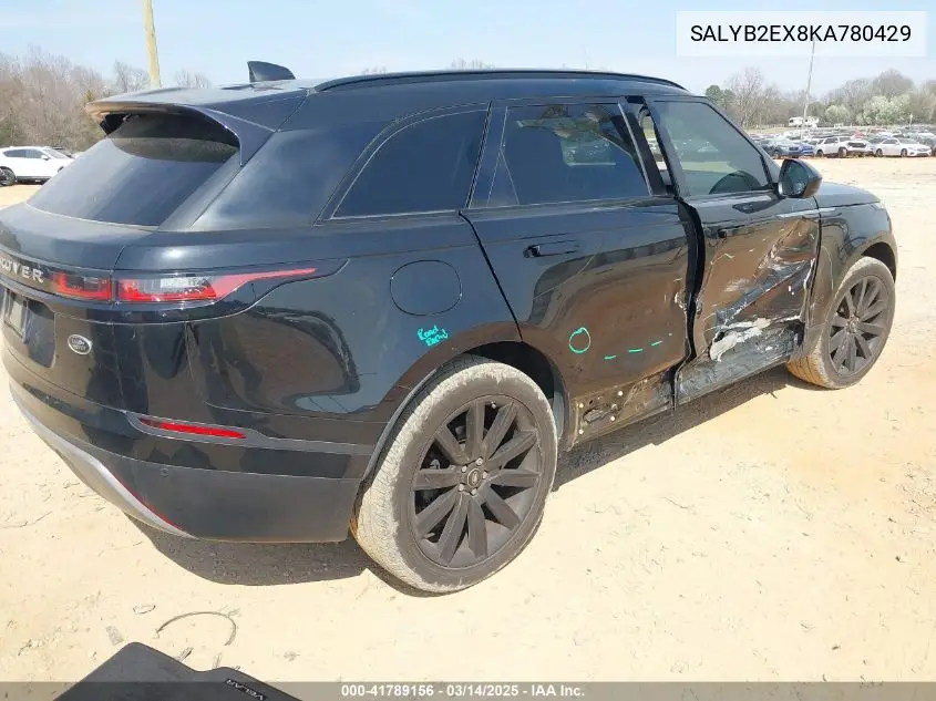 2019 Land Rover Range Rover Velar P250 S VIN: SALYB2EX8KA780429 Lot: 41789156