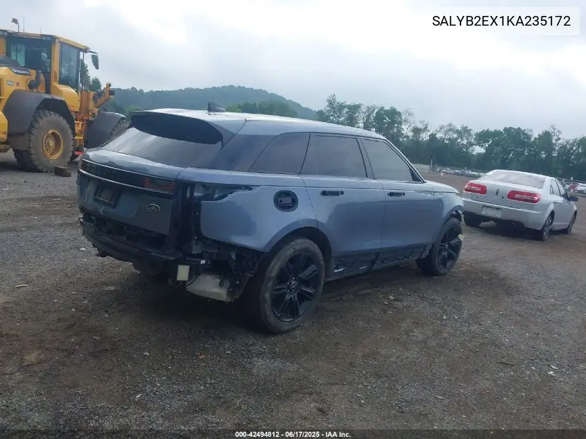 2019 Land Rover Range Rover Velar P250 S VIN: SALYB2EX1KA235172 Lot: 42494812