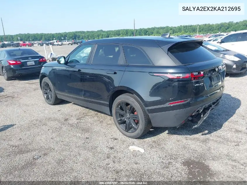 2019 Land Rover Range Rover Velar P250 VIN: SALYA2EX2KA212695 Lot: 42557297