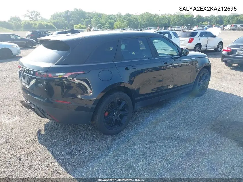 2019 Land Rover Range Rover Velar P250 VIN: SALYA2EX2KA212695 Lot: 42557297
