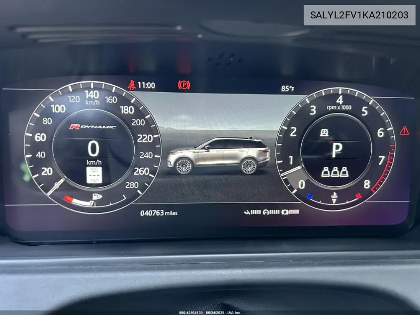 2019 Land Rover Range Rover Velar P340 R-Dynamic Se/P380 R-Dynamic Se VIN: SALYL2FV1KA210203 Lot: 42564130
