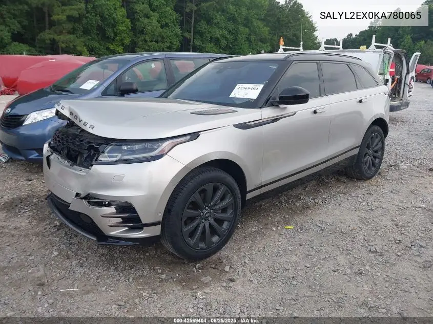2019 Land Rover Range Rover Velar P250 R-Dynamic Se VIN: SALYL2EX0KA780065 Lot: 42569404