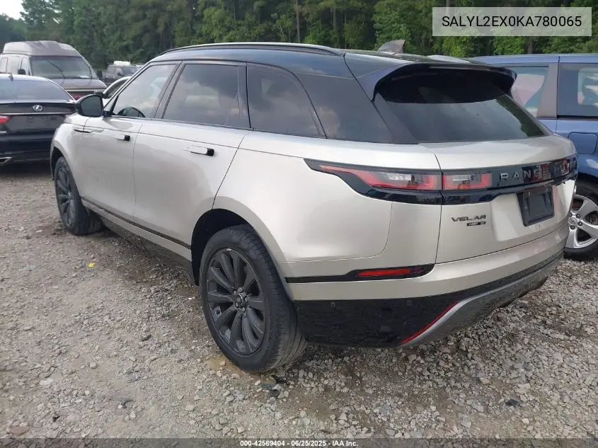 2019 Land Rover Range Rover Velar P250 R-Dynamic Se VIN: SALYL2EX0KA780065 Lot: 42569404
