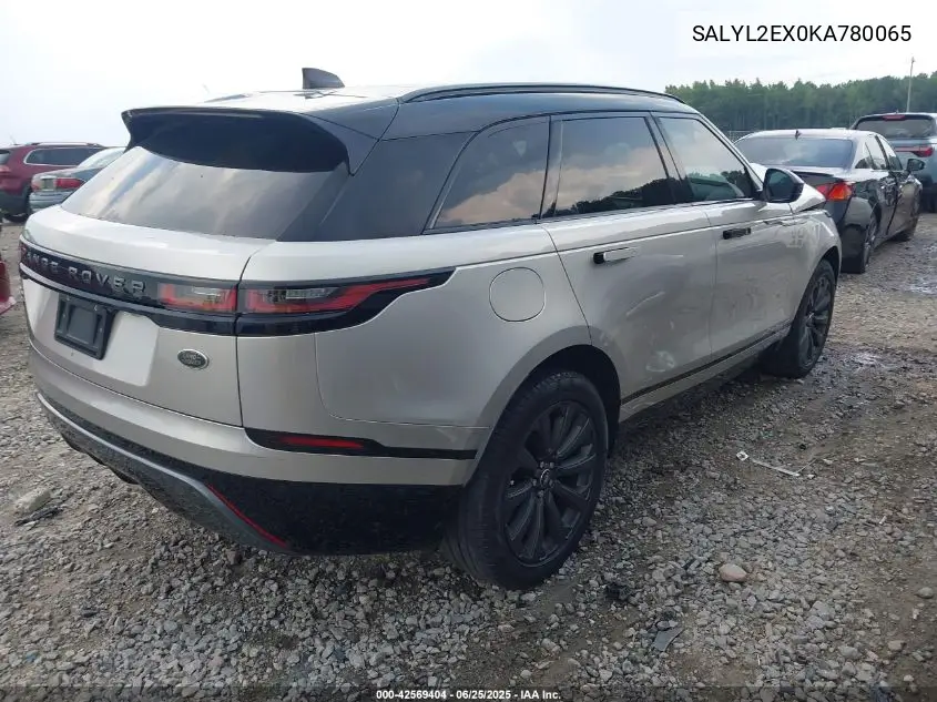 2019 Land Rover Range Rover Velar P250 R-Dynamic Se VIN: SALYL2EX0KA780065 Lot: 42569404