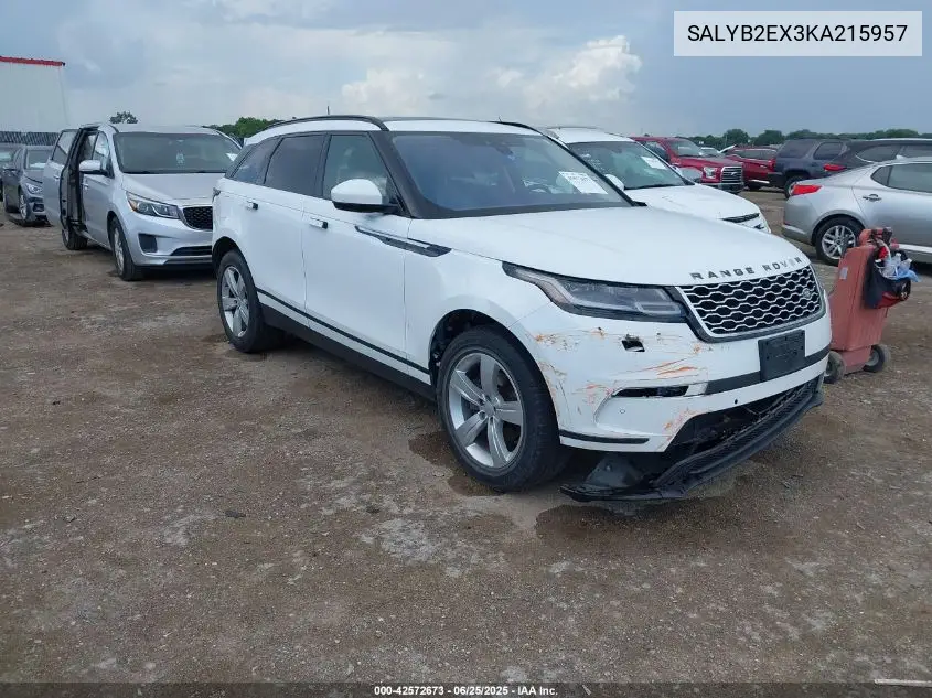 2019 Land Rover Range Rover Velar P250 S VIN: SALYB2EX3KA215957 Lot: 42572673