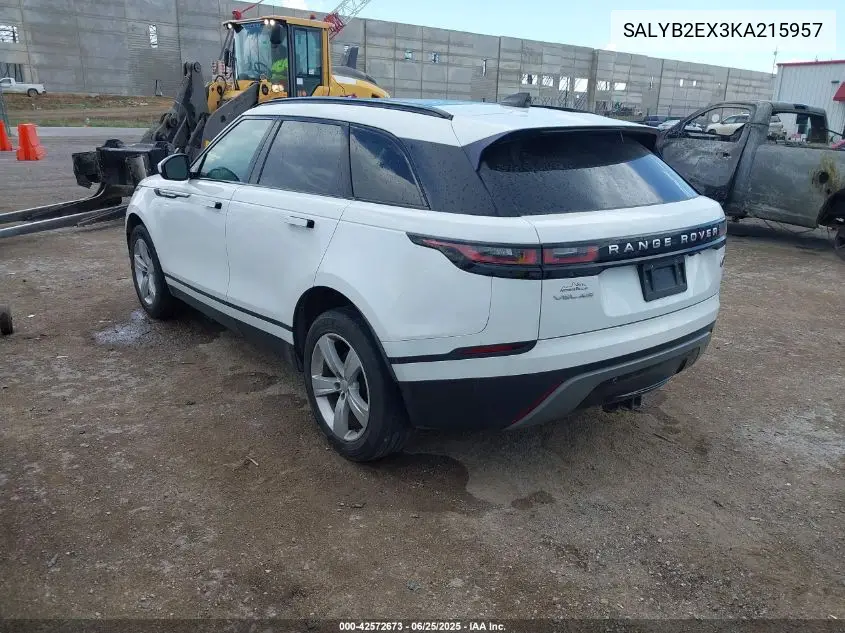 2019 Land Rover Range Rover Velar P250 S VIN: SALYB2EX3KA215957 Lot: 42572673