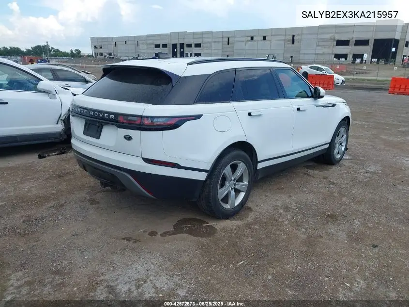 2019 Land Rover Range Rover Velar P250 S VIN: SALYB2EX3KA215957 Lot: 42572673