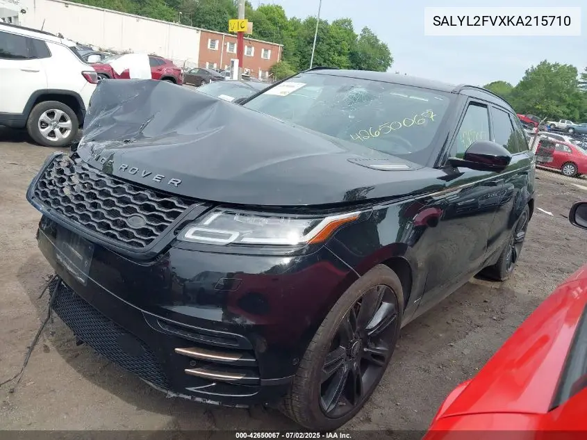 2019 Land Rover Range Rover Velar P340 R-Dynamic Se/P380 R-Dynamic Se VIN: SALYL2FVXKA215710 Lot: 42650067