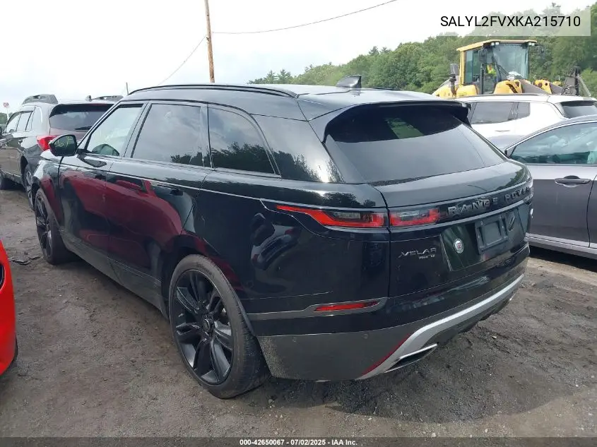 2019 Land Rover Range Rover Velar P340 R-Dynamic Se/P380 R-Dynamic Se VIN: SALYL2FVXKA215710 Lot: 42650067