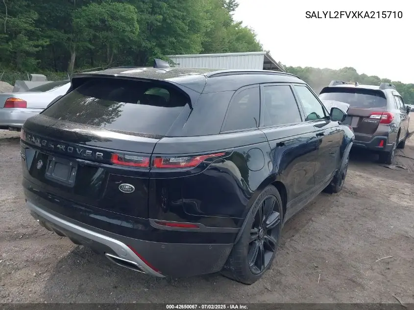 2019 Land Rover Range Rover Velar P340 R-Dynamic Se/P380 R-Dynamic Se VIN: SALYL2FVXKA215710 Lot: 42650067