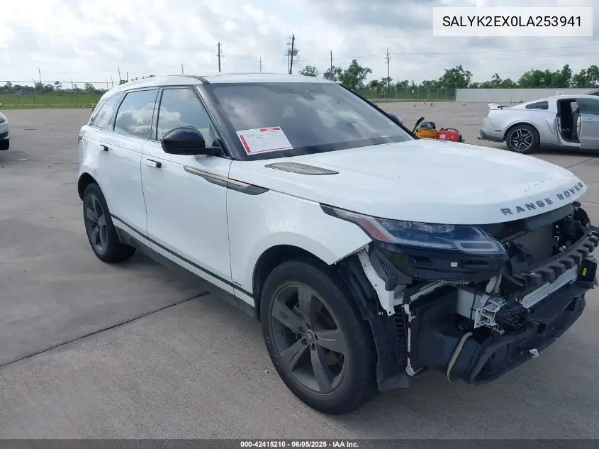 2020 Land Rover Range Rover Velar P250 R-Dynamic S VIN: SALYK2EX0LA253941 Lot: 42415210