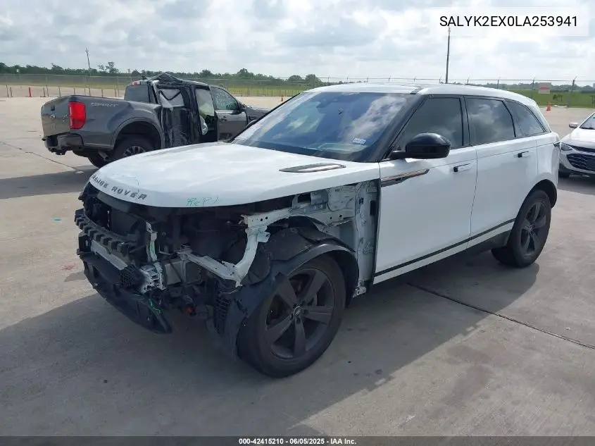 2020 Land Rover Range Rover Velar P250 R-Dynamic S VIN: SALYK2EX0LA253941 Lot: 42415210