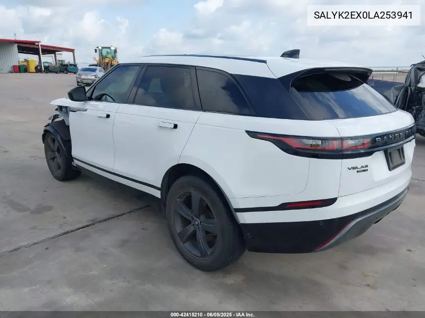 2020 Land Rover Range Rover Velar P250 R-Dynamic S VIN: SALYK2EX0LA253941 Lot: 42415210