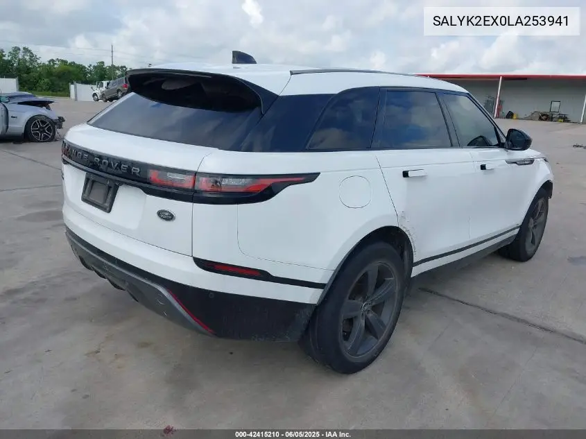 2020 Land Rover Range Rover Velar P250 R-Dynamic S VIN: SALYK2EX0LA253941 Lot: 42415210