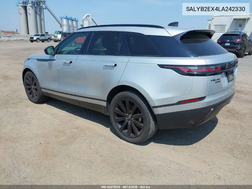 2020 Land Rover Range Rover Velar P250 S VIN: SALYB2EX4LA242330 Lot: 42479335