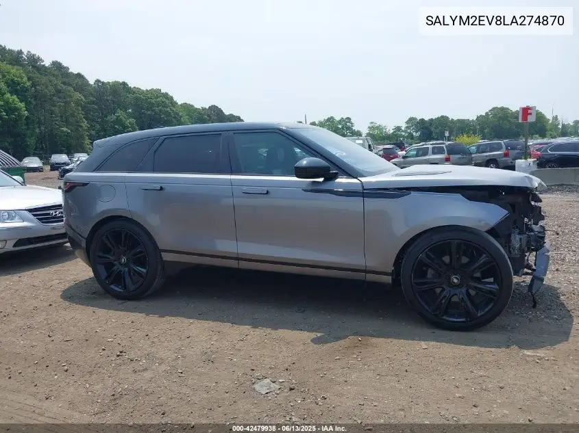 2020 Land Rover Range Rover Velar P380 R-Dynamic Hse VIN: SALYM2EV8LA274870 Lot: 42479938