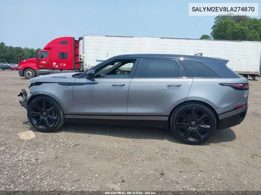 2020 Land Rover Range Rover Velar P380 R-Dynamic Hse VIN: SALYM2EV8LA274870 Lot: 42479938