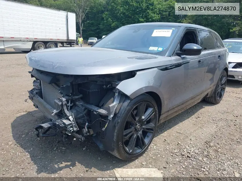 2020 Land Rover Range Rover Velar P380 R-Dynamic Hse VIN: SALYM2EV8LA274870 Lot: 42479938